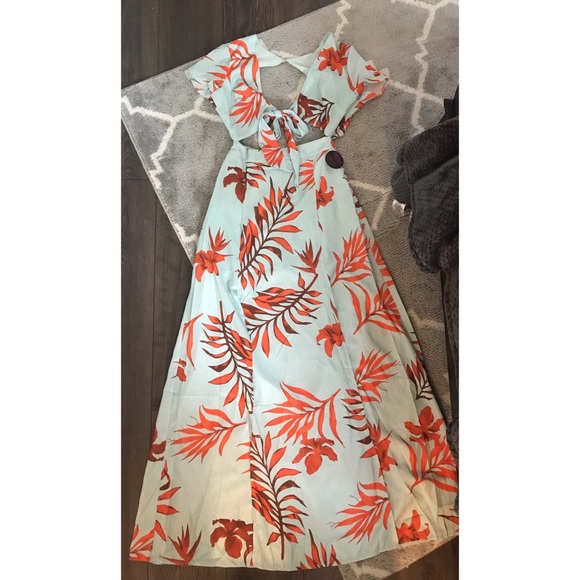 Teal tropical dress - Picture 3 of 5